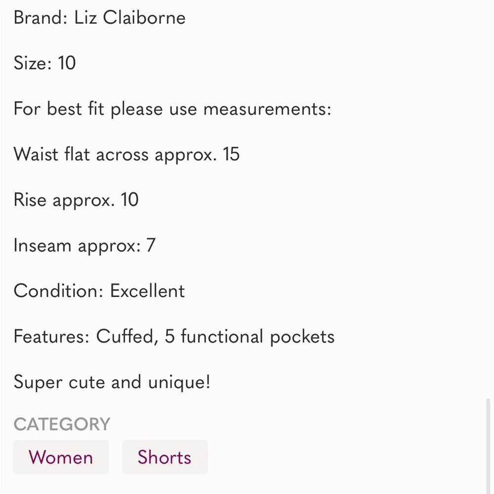 Liz Claiborne Size 10 Cuffed Shorts - Picture 6 of 6